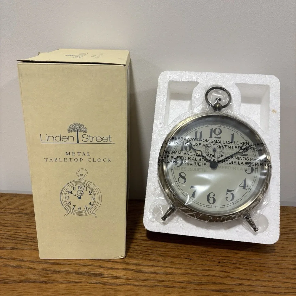 Linden Street Metal Tabletop‎ Clock Oil Rubbed Bronze Finish Circular NEW IN BOX